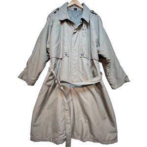 J.T. Beckett Mens Belted Long Trench Coat Long Sleeve Size LT Beige Solid
